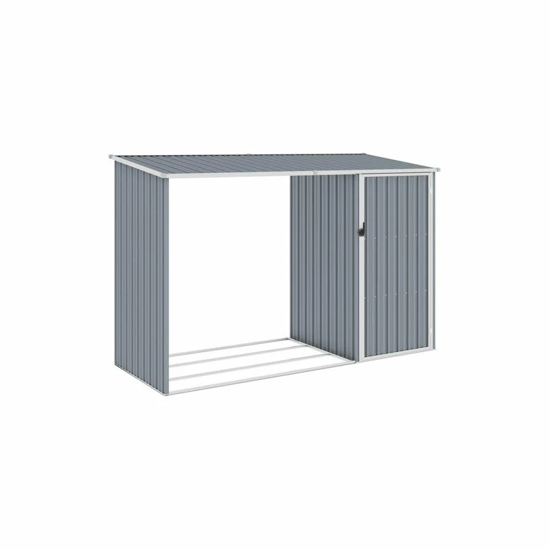 Vida XL International B.V. VidaXL Garden Firewood Shed Gray Galvanized Steel Storage Building Tool House