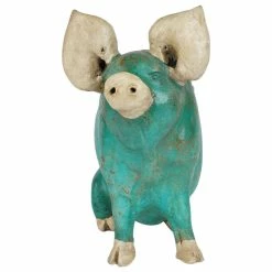 Mexican Imports Wilber The Pig Handmade Planter, Turquoise