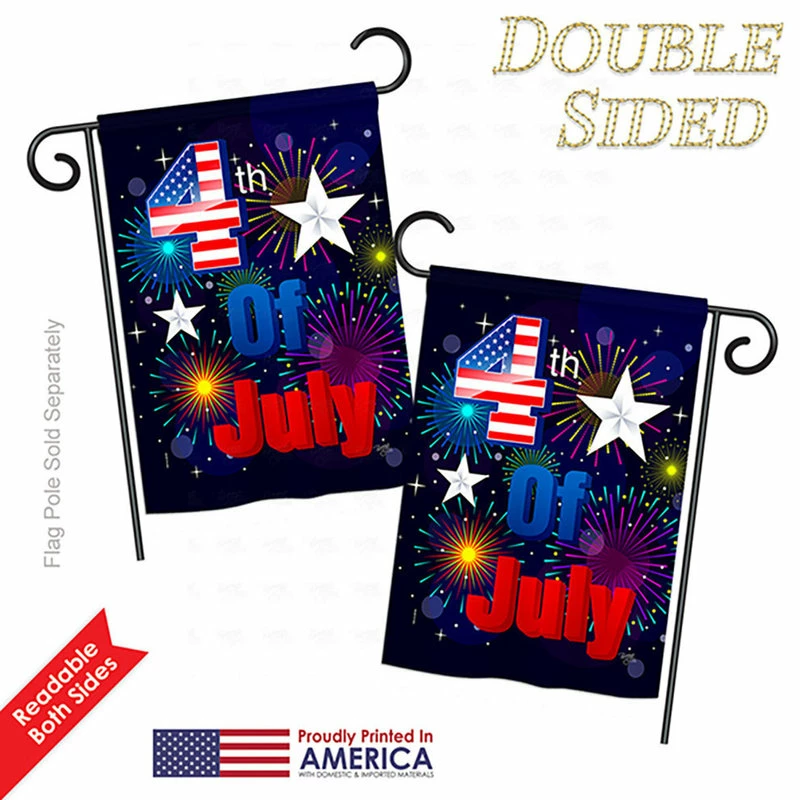 Breeze Decor Fireworks July 4th Americana, Seasonal Fourth Of July Garden Flag 13"x18.5" - Image 3