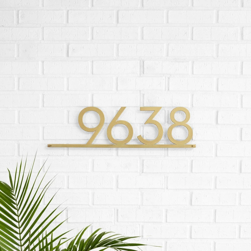 Mod Mettle Address Sign, Brass, 6"h Numbers, Palm Springs Font - Image 3