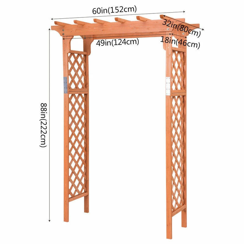 Costway Arbor Over 7FT High Wooden Garden Arch Trellis Pergola Outdoor Plant - Image 3