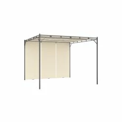 Vida XL International B.V. VidaXL Garden Gazebo With Side Curtain 118.1"x118.1"x88.6" Cream Sunshade
