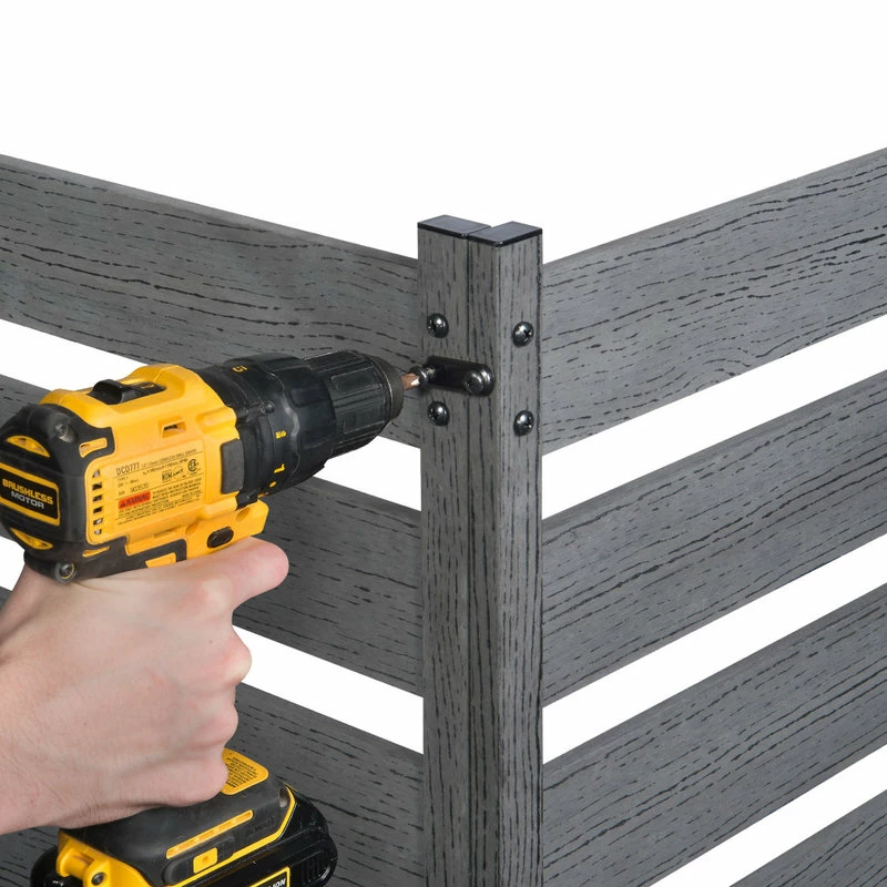 WamBam Fence Inc. No-Dig Charcoal WoodTek Vinyl Maui Garden Fence Kit (3 Panels) - Image 4