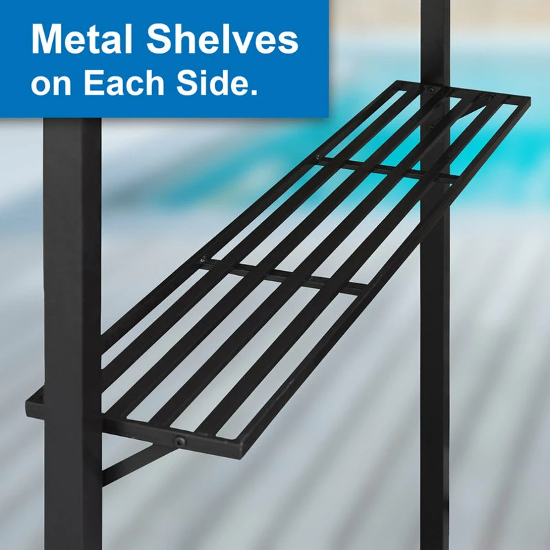 HIO 8 Ft. X 5 Ft. 2-Tier Steel Grill Gazebo With Shelves, Beige - Image 3