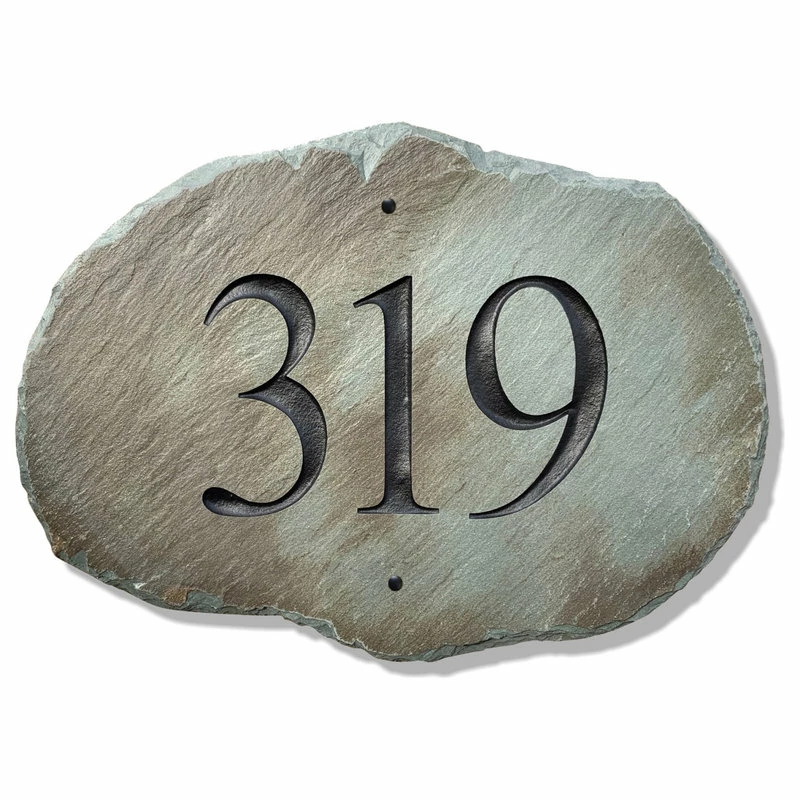 THE SLATE MASONS Carved Stone House Numbers / Address Plaque / Marker / Slate Sign