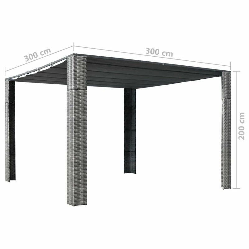 Vida XL International B.V. VidaXL Gazebo With Sliding Roof Poly Rattan 118.1" Gray And Anthracite Canopy 6 Vida XL International B.V. VidaXL Gazebo With Sliding Roof Poly Rattan 118.1" Gray And Anthracite Canopy - Image 4