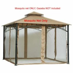Home Garden Collections 84" Tall Beige Mosquito Net For 10'x10' Gazebo, Velcro Straps