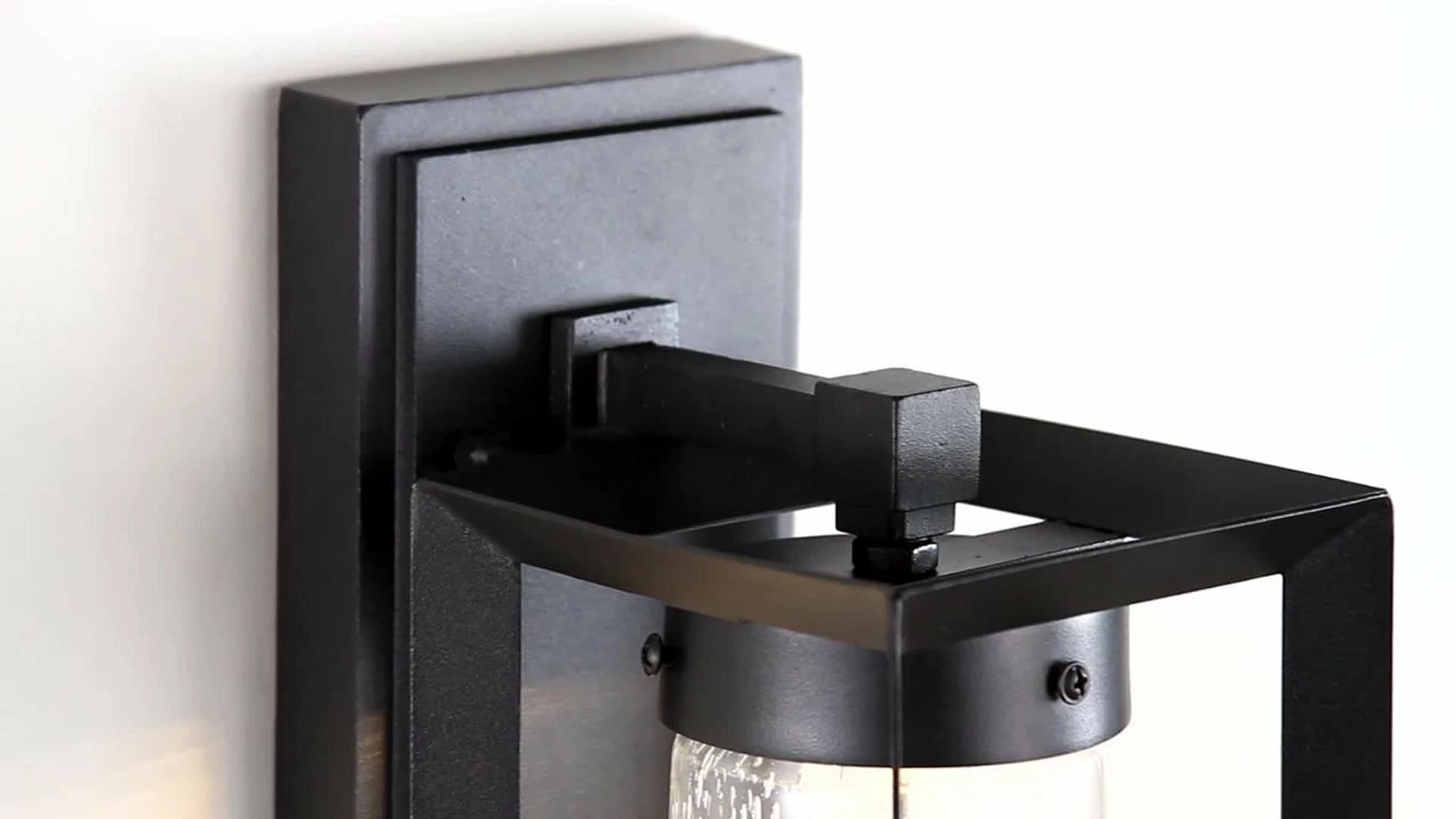 JONATHAN Y Nate 6.75" Outdoor Modern Cube Bubble Glass/Metal Integrated LED Sconce, Black - Image 2