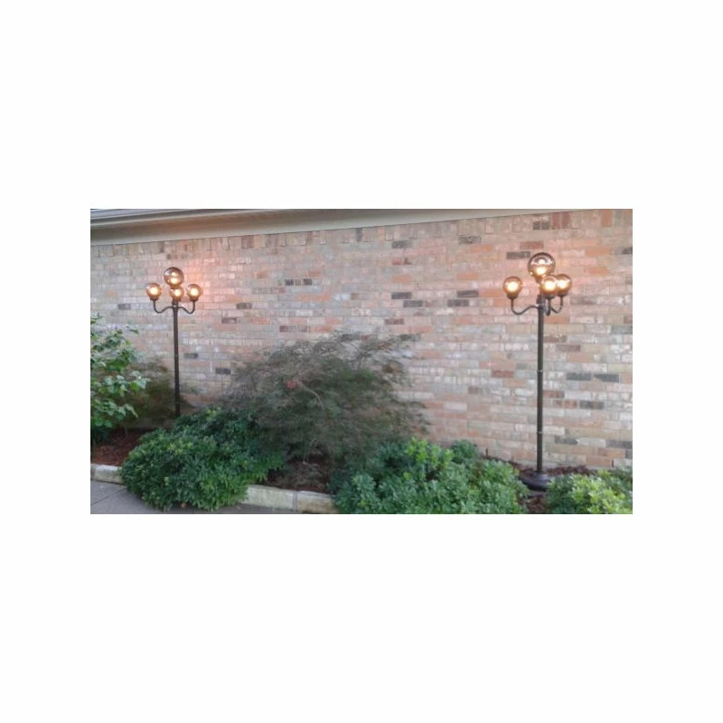 OUTDOOR LAMP COMPANY INC White 4 Globe European Lamp For Indoor & Outdoor Use, White Bulbs - Image 2