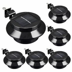 Yescom LED Solar Gutter Sensor Light Waterproof Garden Fence Stair Wall Lamps 6 Pack