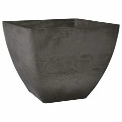 Arcadia Garden Products Simplicity Square Pot, Dark Charcoal, Large