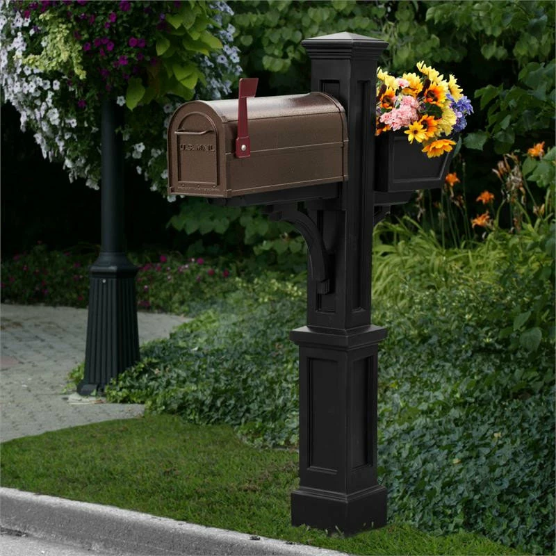Mayne - Outdoor Products Of Distinction Mayne Westbrook Plus Traditional Plastic Mail Post In Black - Image 2