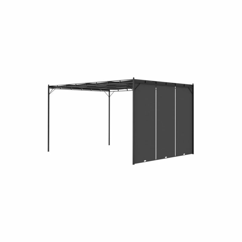 Vida XL International B.V. VidaXL Garden Gazebo With Side Curtain 157.5"x118.1"x88.6" Anthracite Sunshade - Image 4
