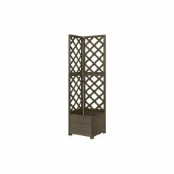 Vida XL International B.V. VidaXL Solid Fir Wood Corner Trellis Planter Gray Trellis Garden Outdoor Patio