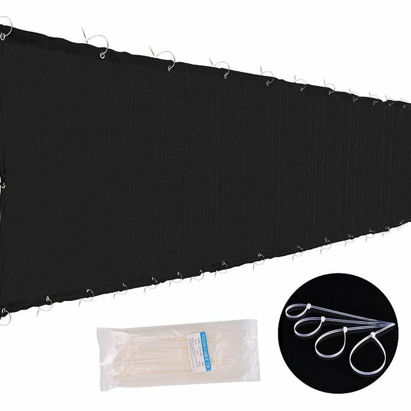 Yescom 6'x50' Fence Screen Cover Black Flat Fabric Slat Mesh Privacy Windscreen Garden