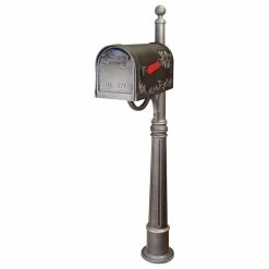 Special Lite Products Company Hummingbird Curbside Mailbox With Ashland Mailbox Post Unit, Swedish Silver