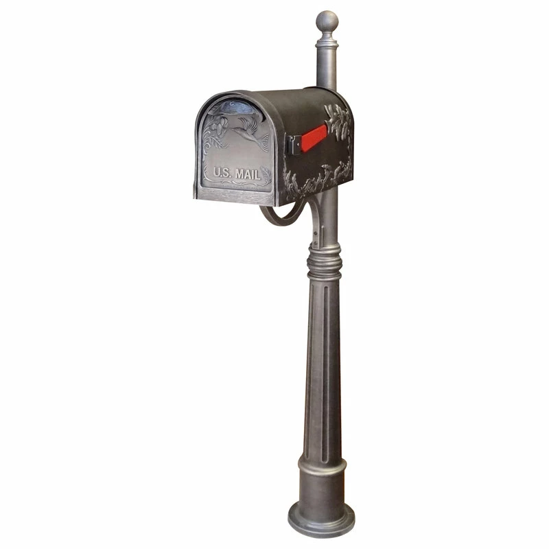 Special Lite Products Company Hummingbird Curbside Mailbox With Ashland Mailbox Post Unit, Swedish Silver 3 Special Lite Products Company Hummingbird Curbside Mailbox With Ashland Mailbox Post Unit, Swedish Silver