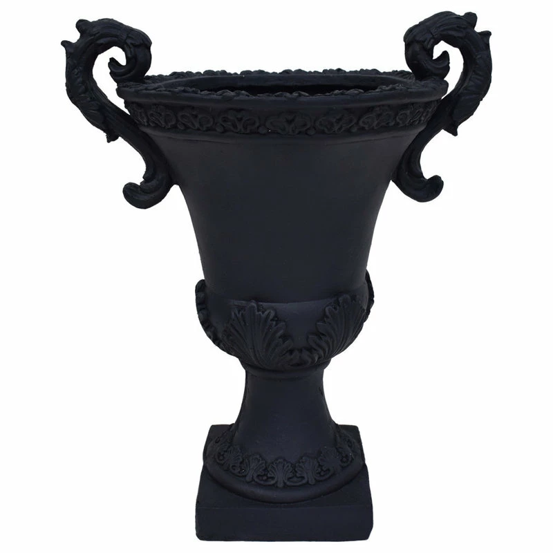GDFStudio GDF Studio Renee Lightweight Concrete Chalice Garden Decorative Urn Planter, Bla
