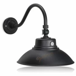 HTM Lighting Solutions Integrated LED Gooseneck Barn Light Fixtures, Bronze, Textured Black, 14in.