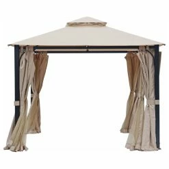 Moprem Home Garden Gazebo Polyester Fabric 10' X 10' Patio Double Roof Vented Gazebo