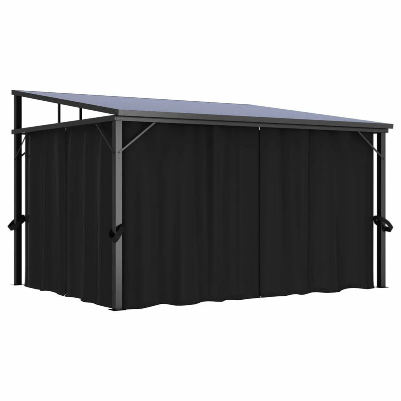 Vida XL International B.V. VidaXL Gazebo With Curtain Anthracite Garden Canopy Shelter Party Tent Marquee 6 Vida XL International B.V. VidaXL Gazebo With Curtain Anthracite Garden Canopy Shelter Party Tent Marquee - Image 4