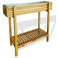 Vida XL International B.V. VidaXL Solid Acacia Wood Raised Garden Raised Bed Zinc Outdoor Flower Bed