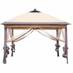 Ainfox 11Ft X 11Ft Double-Roofed Outdoor Gazebo Pop Up Canopy With LED Lights