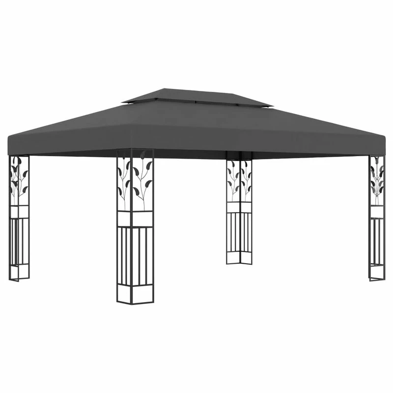 Vida XL International B.V. VidaXL Gazebo With Double Roof 9.8'x13.1' Anthracite Garden Outdoor Sunshade