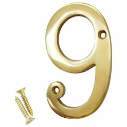 RCH Hardware Brass Modern Curvy House Number, 4-Inch, Various Finishes, Polished