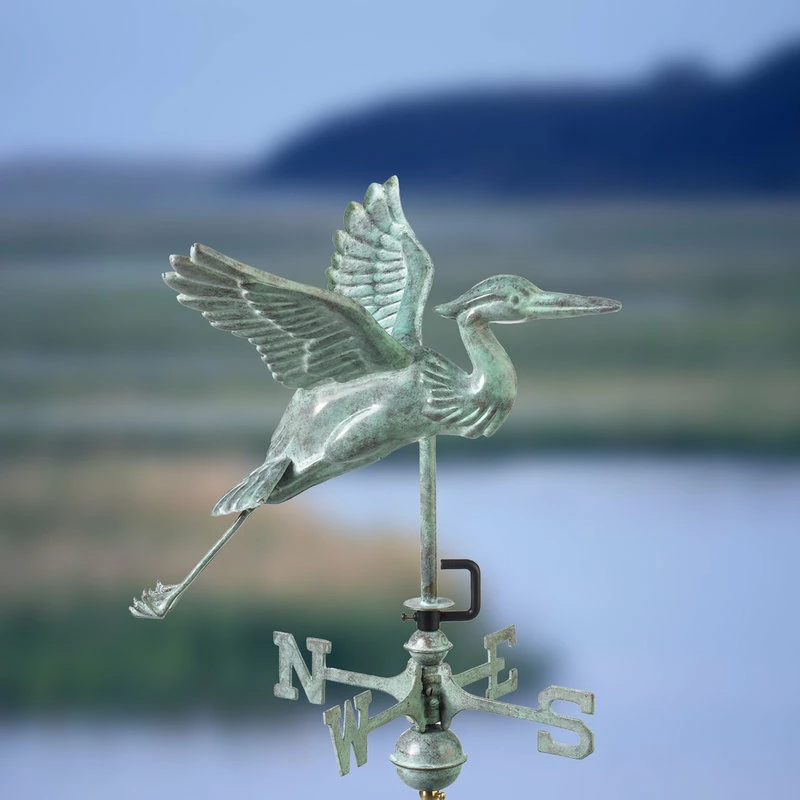 Good Directions, Inc. Blue Heron Weathervane, Blue Verde Copper, Garden Pole - Image 3