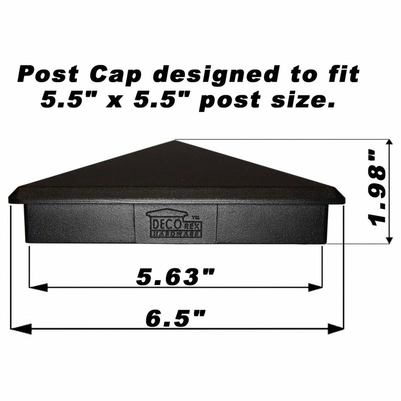 Decorex Hardware 5.5"x5.5" Aluminium Pyramid Post Cap For Wood Posts, Black (DHPPC55) - Image 3