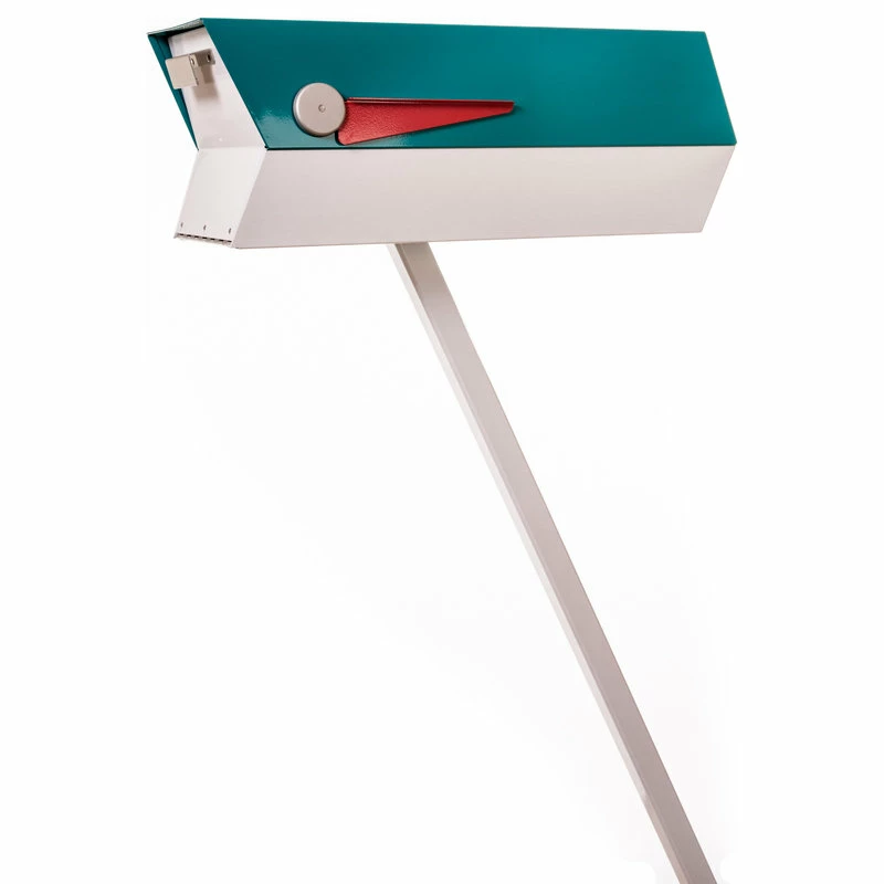 Modbox USA, Inc. ModboxUSA Mid-Century Modern Curbside Mailbox | Two Tone, Turquoise And White