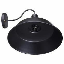 Yescom Retro Light Wall Sconce Wall-Mounted Metal Lampshade Gooseneck, Black, 14"x13"