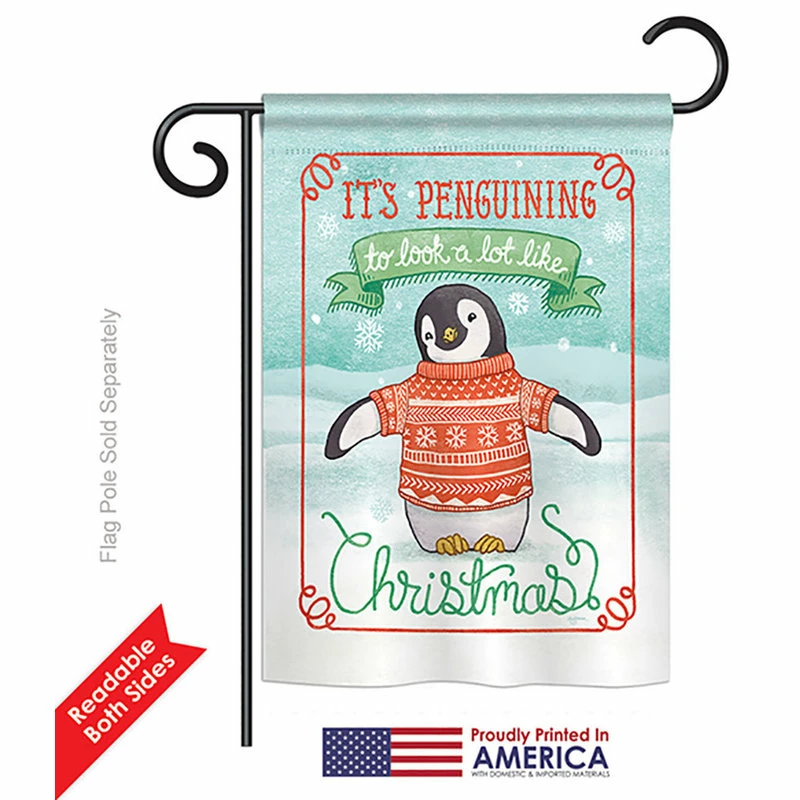 Breeze Decor It's Penguining To Look Winter, Seasonal Garden Flag 13"x18.5" - Image 2