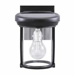 Gama Sonic Solar Coach Lantern With GS Solar LED Light Bulb, Cast Aluminum, Black