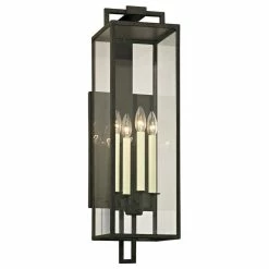 Troy Lighting Beckham Outdoor Wall Sconce, Forged Iron Finish, 4-Light