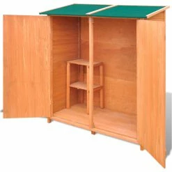 Vida XL International B.V. VidaXL Outdoor Wooden Storage Shed W/ Stool Backyard Garden Tool Organizer -EZ Vane Shop 2401dc670a15a805 4891 w800 h800 b1 p0