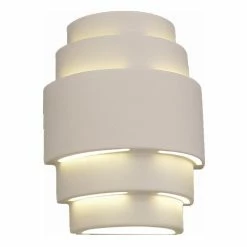 AmeriTec Lighting Ziggurat Outdoor Wall Light, Paintable Bisque, Open Top