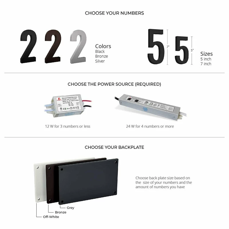 Modern Lights 5 In ABS Backlit LED Floating Address Number, Up-Scale Modern Look LumaNumbers, 7 Modern Lights 5 In ABS Backlit LED Floating Address Number, Up-Scale Modern Look LumaNumbers, - Image 5