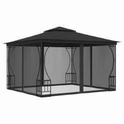 Vida XL International B.V. VidaXL Gazebo With Nets Anthracite Outdoor Canopy Shelter Party Tent Marquee