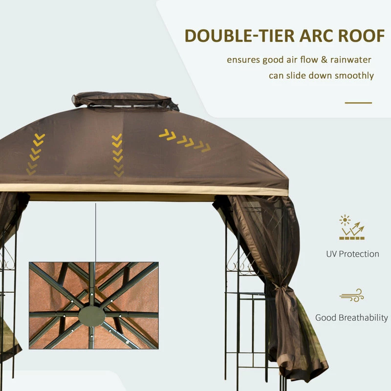 VidaDeals Outdoor 10'x10" Gazebo - Brown - Image 6