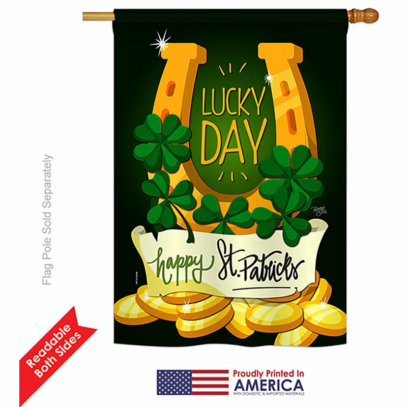 Breeze Decor Lucky Day Spring St Patrick Vertical 28"x40" Double Sided Flag, 28"x 40"x 0.1" - Image 2