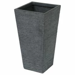 LuxenHome Gray MgO Textured 18.3in. Tall Angled Square Planter