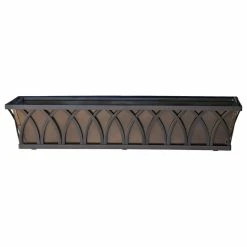 Hooks And Lattive Arch Decora Window Box With Bronze Tone Liner, 36"