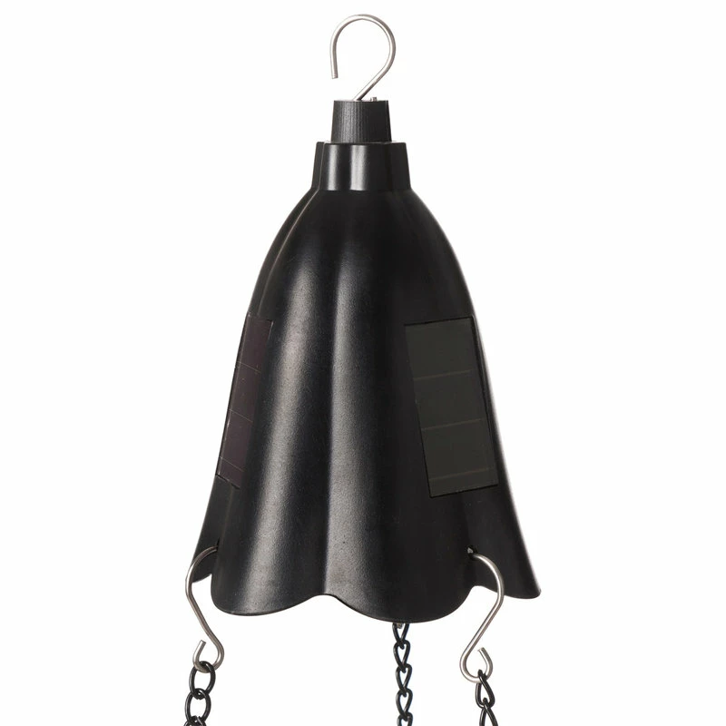 Glitzhome 30"H Solar Lighted Plastic Hanging Planter, Black - Image 3