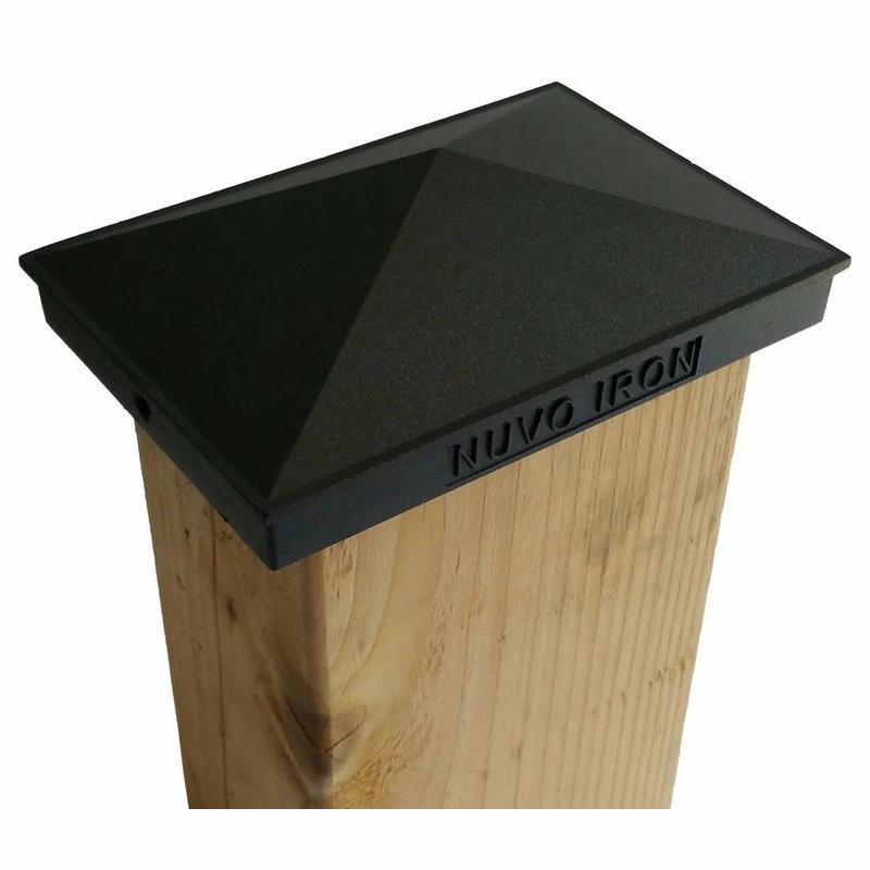 Nuvo Iron Decorative Pyramid Aluminium Post Cap For 3.5" X 5.5" / 4" X 6" Posts - Black - Image 4