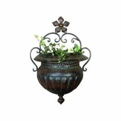 Brimfield & May Traditional Brown Metal Wall Planter 21832