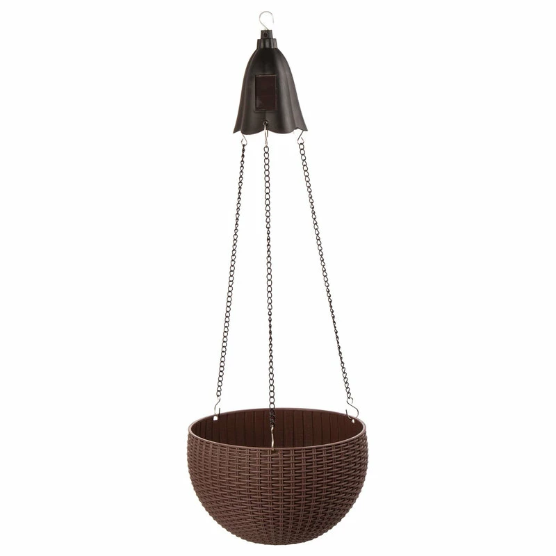 Glitzhome 30" Solar Lighted Hanging Plastic Basket/Planter