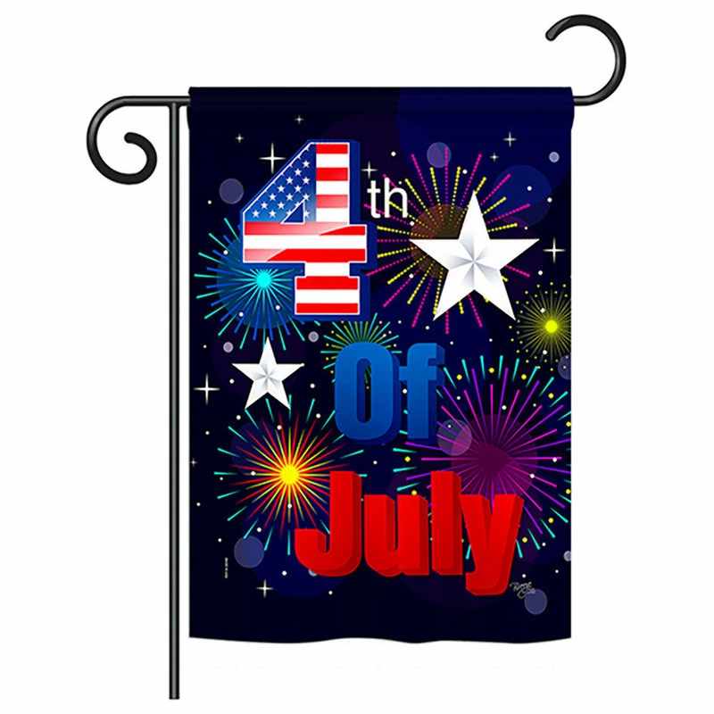 Breeze Decor Fireworks July 4th Americana, Seasonal Fourth Of July Garden Flag 13"x18.5"