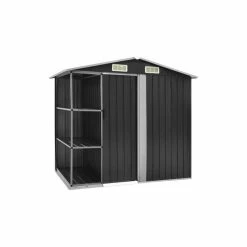 Vida XL International B.V. VidaXL Garden Shed With Rack Anthracite Iron Outdoor Storage Building House